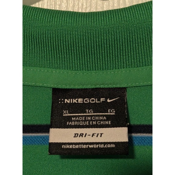 Nike Golf Dri-Fit Men's XL Green Blue Stripe Short Sleeve Polo VERY NICE! - Picture 3 of 5